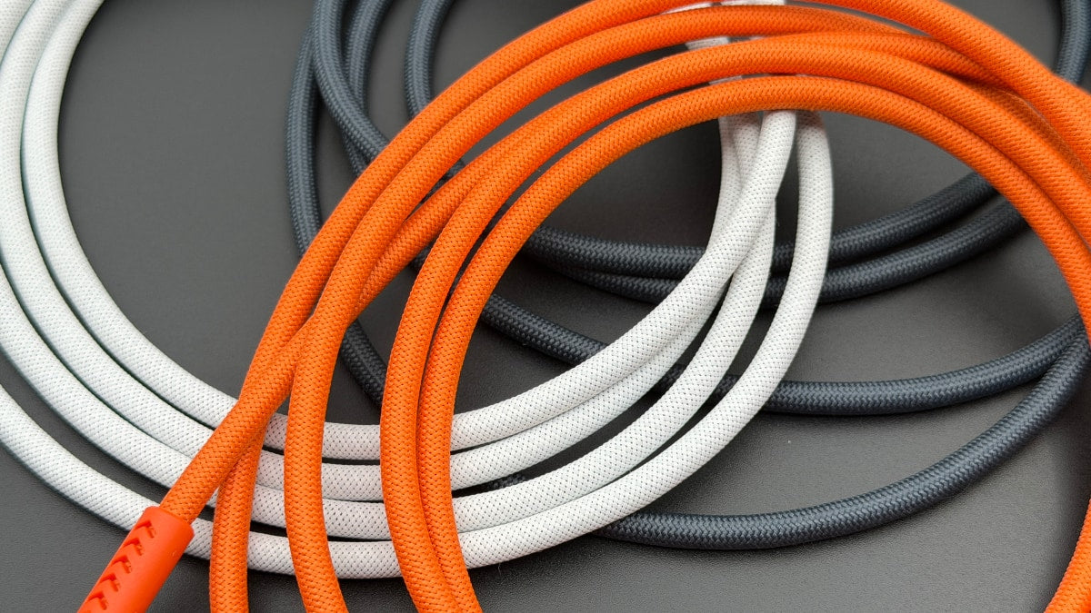 Super Cable in Deep Navy, Cosmic Orange, and Arctic White